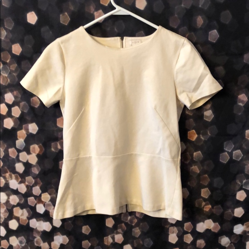 Zipper back, flair bottom cream shirt